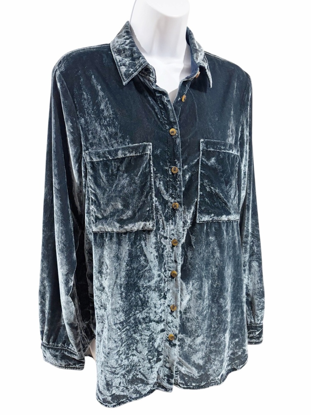 Anthropologie Pilcro Velvet Button Down Shirt size Small - Picture 3 of 10